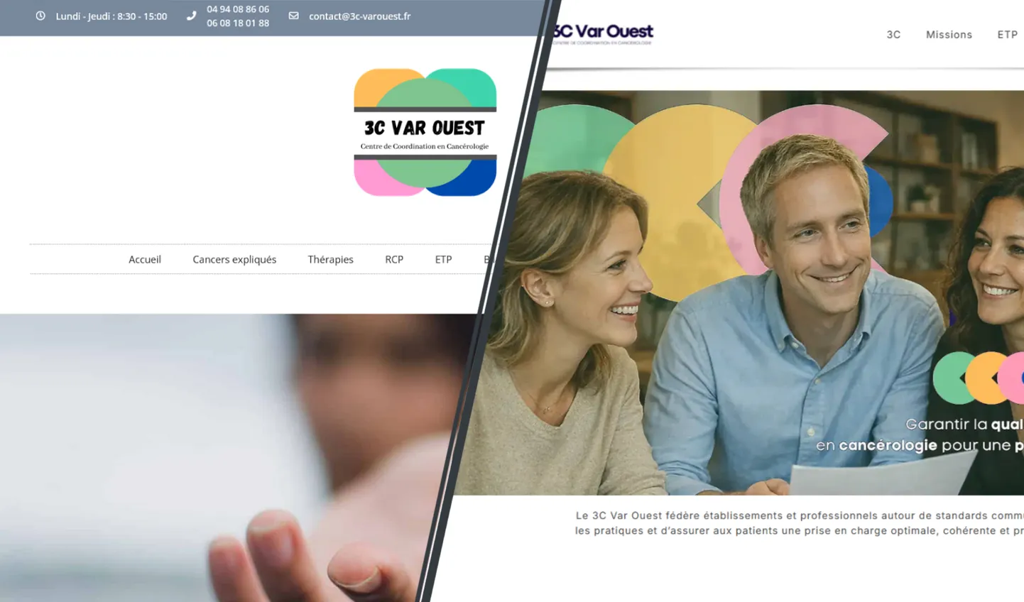 Montage avant après de la refonte du site